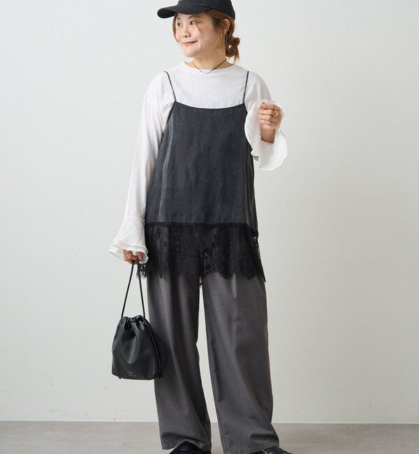  「【＠noricorico102考案】サテン&times;レース レイヤードキャミソール」|キャミソール|