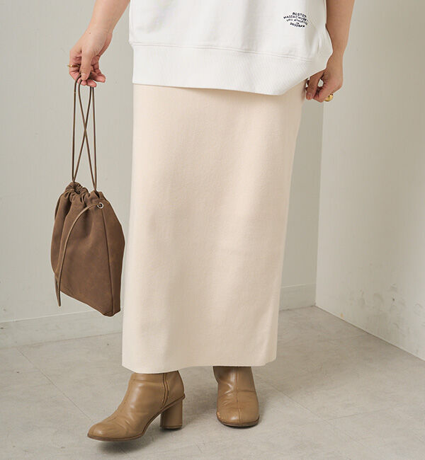  「【Du noir】総針ニットナロースカート」|スカート|アイボリー