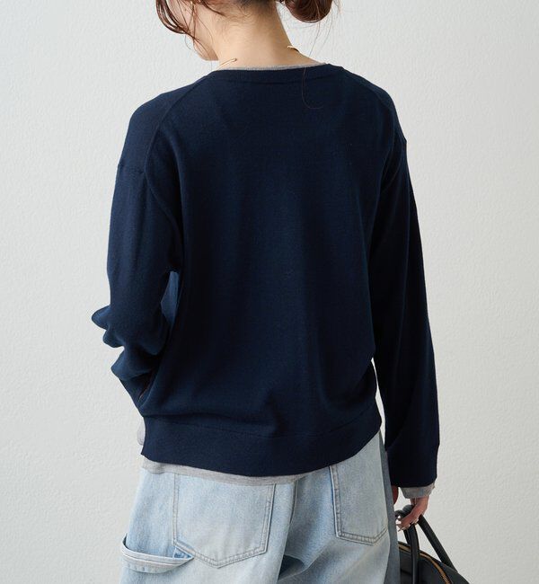  「レイヤード風配色ニットカーディガン」|カーディガン|