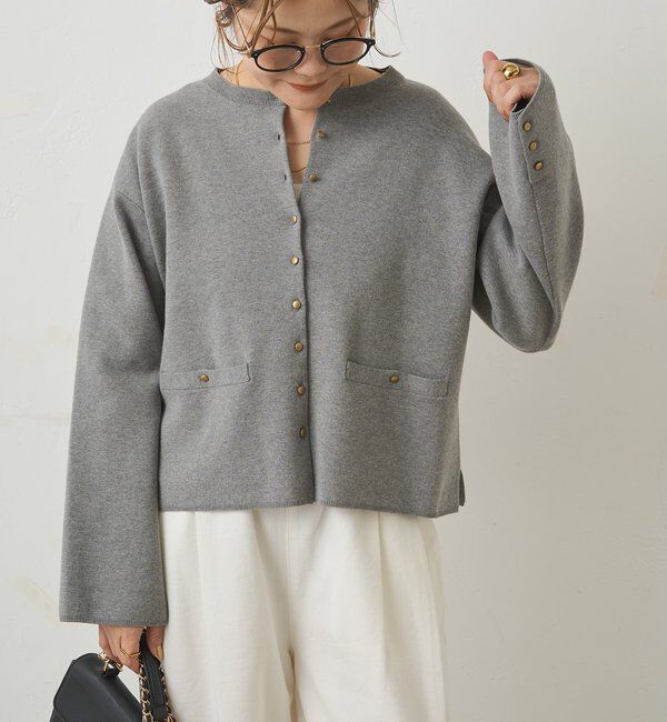  「【手洗い可能】ミラノリブニットカーディガン」|カーディガン|グレー