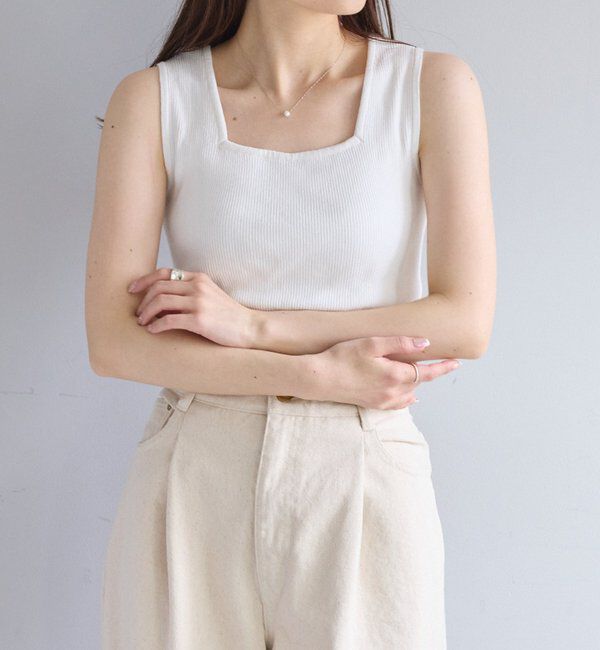  「【リバイバル/Du noir】リネンタッチスクエアタンク」|ニット・セーター|