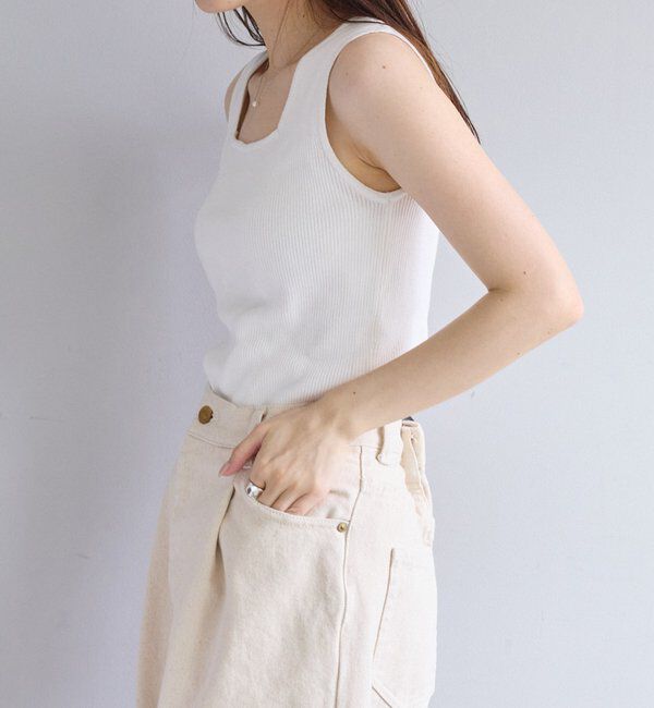  「【リバイバル/Du noir】リネンタッチスクエアタンク」|ニット・セーター|