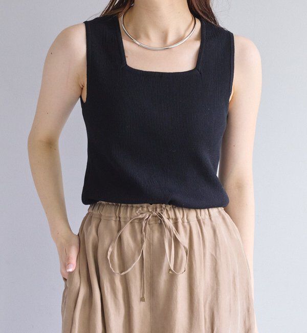  「【リバイバル/Du noir】リネンタッチスクエアタンク」|ニット・セーター|