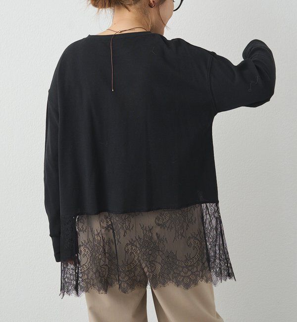  「レースヘムシアーワッフルカットソー」|プルオーバー|