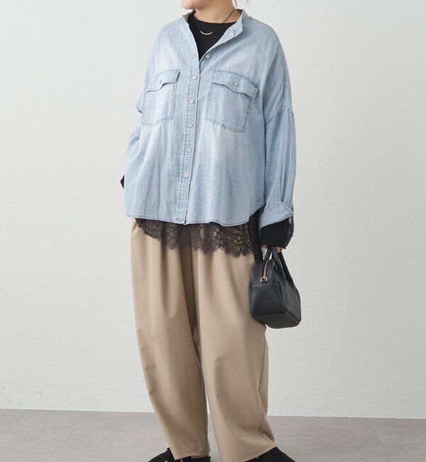  「レースヘムシアーワッフルカットソー」|プルオーバー|