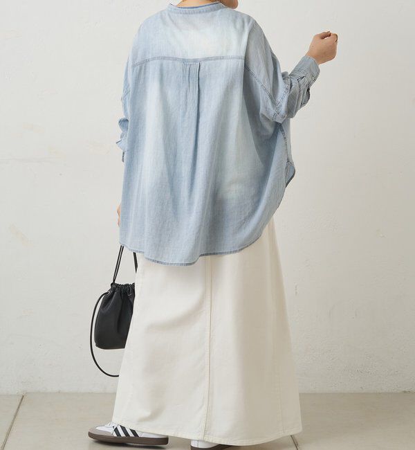  「シアーデニムバンドカラーブラウス」|シャツ・ブラウス|