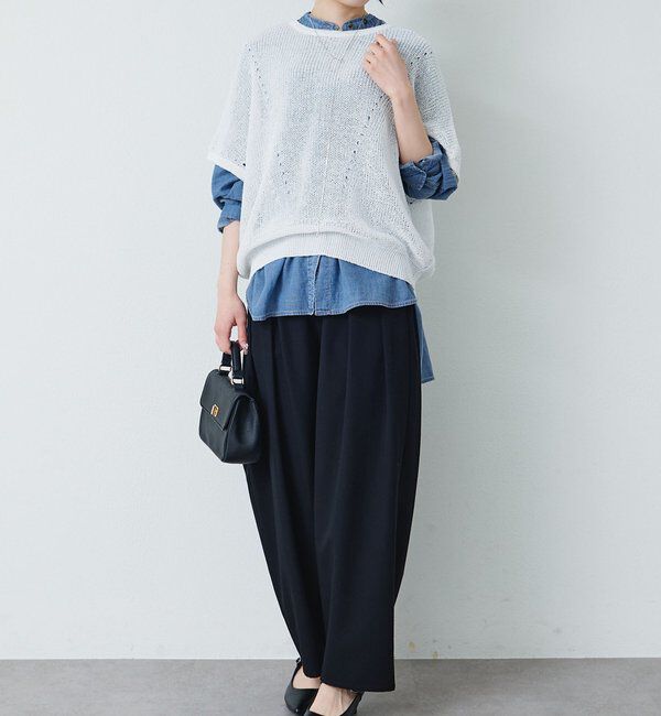  「シアーデニムバンドカラーブラウス」|シャツ・ブラウス|