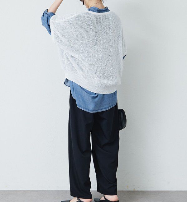 「シアーデニムバンドカラーブラウス」|シャツ・ブラウス|