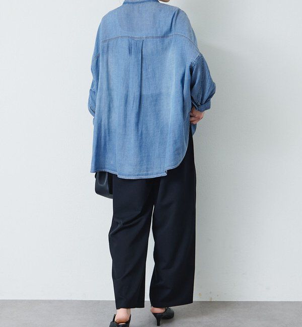  「シアーデニムバンドカラーブラウス」|シャツ・ブラウス|
