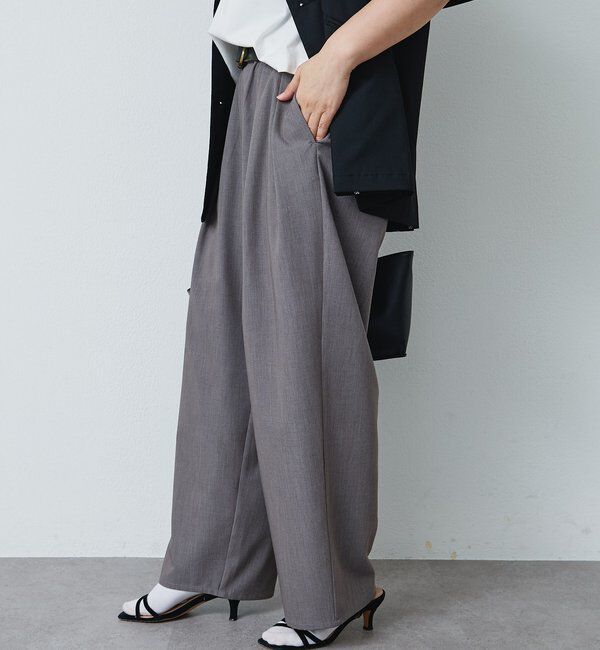  「【リニューアル】ツータックウエストゴムストレッチパンツ」|スラックス|