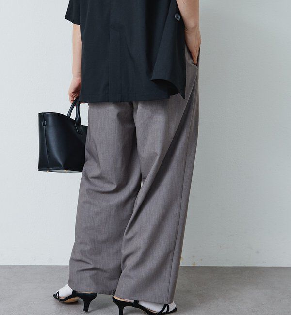  「【リニューアル】ツータックウエストゴムストレッチパンツ」|スラックス|