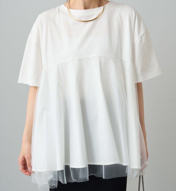  「《リバイバル》【WEB限定/Du noir】チュールドッキングTシャツ」|シャツ・ブラウス|