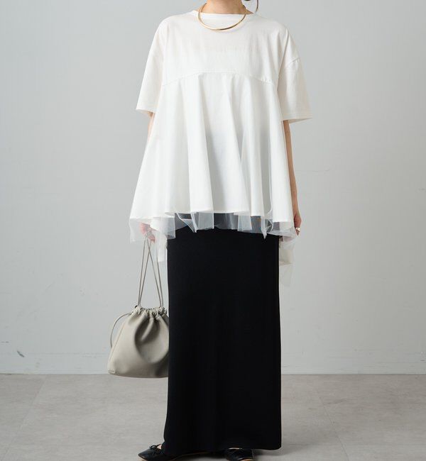  「《リバイバル》【WEB限定/Du noir】チュールドッキングTシャツ」|シャツ・ブラウス|