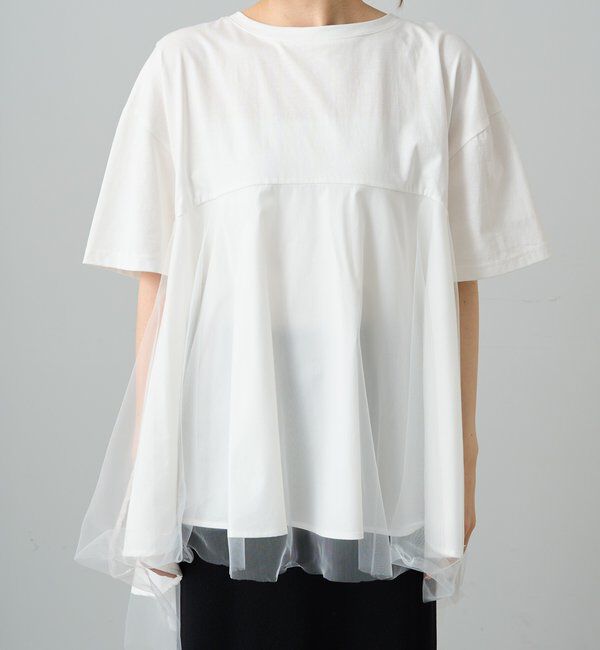  「《リバイバル》【WEB限定/Du noir】チュールドッキングTシャツ」|シャツ・ブラウス|