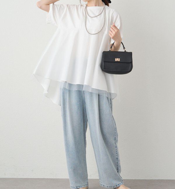  「《リバイバル》【WEB限定/Du noir】チュールドッキングTシャツ」|シャツ・ブラウス|