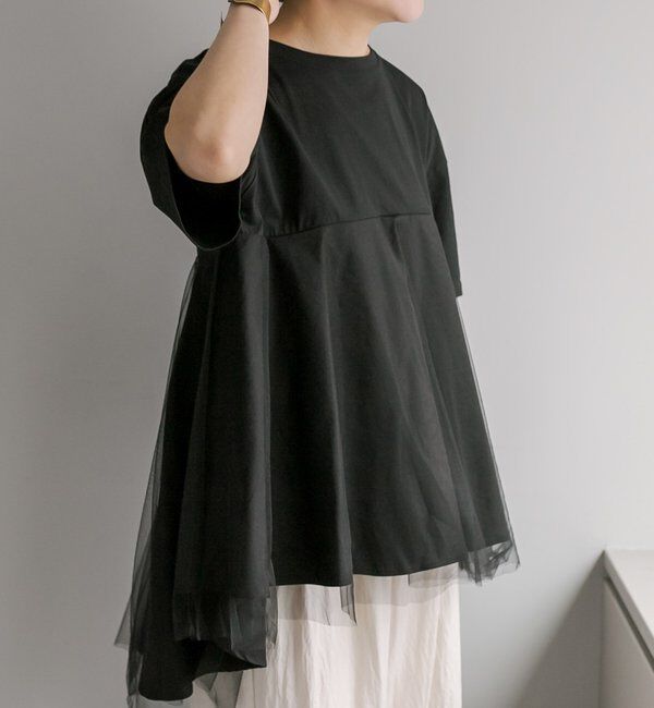  「《リバイバル》【WEB限定/Du noir】チュールドッキングTシャツ」|シャツ・ブラウス|