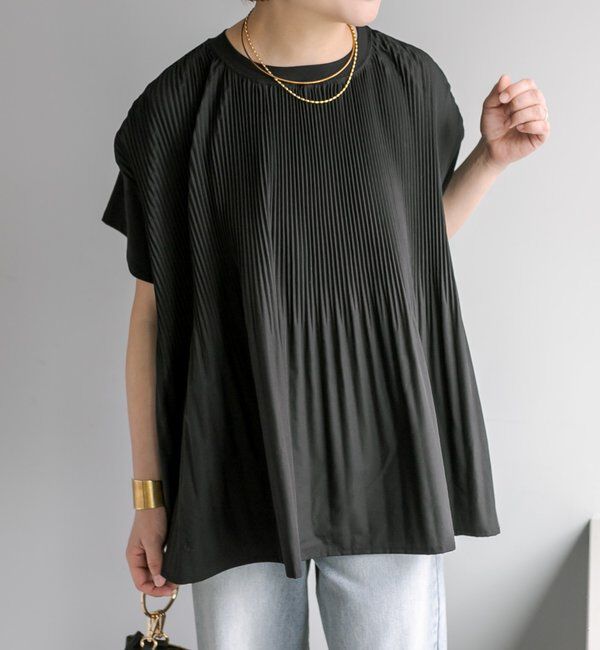  「《リバイバル》【WEB限定/Du noir】フロントプリーツTシャツ」|シャツ・ブラウス|