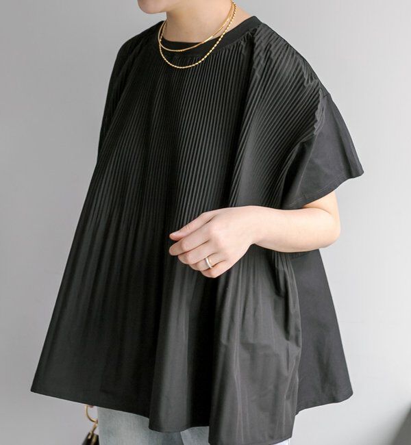  「《リバイバル》【WEB限定/Du noir】フロントプリーツTシャツ」|シャツ・ブラウス|