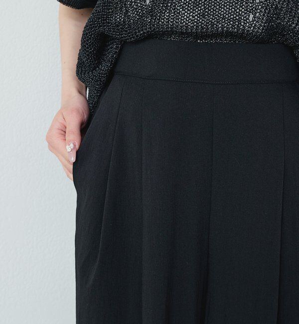  「レーヨンナイロンストレッチタックワイドパンツ」|スラックス|