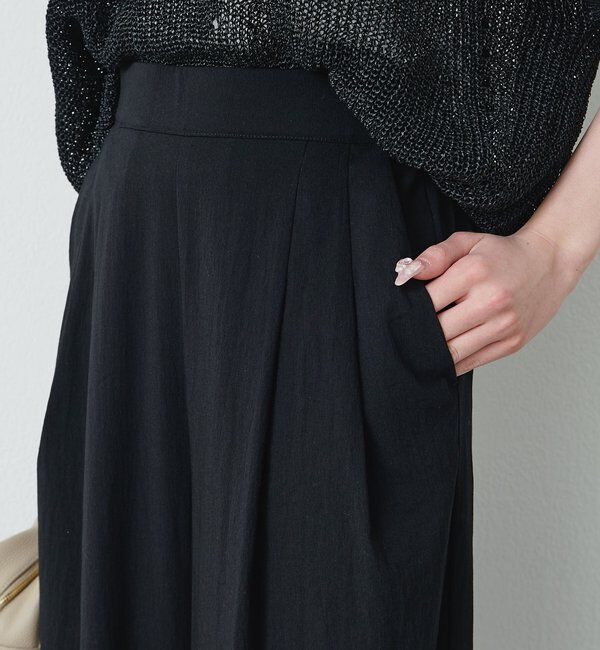  「レーヨンナイロンストレッチタックワイドパンツ」|スラックス|