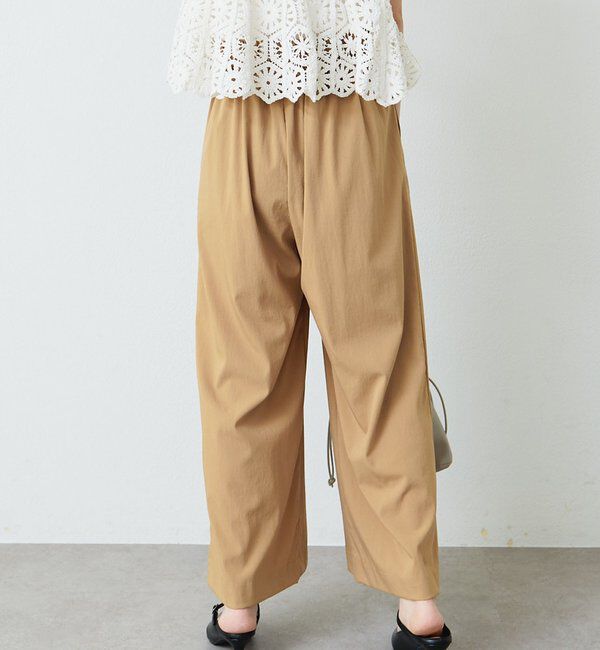  「レーヨンナイロンストレッチタックワイドパンツ」|スラックス|