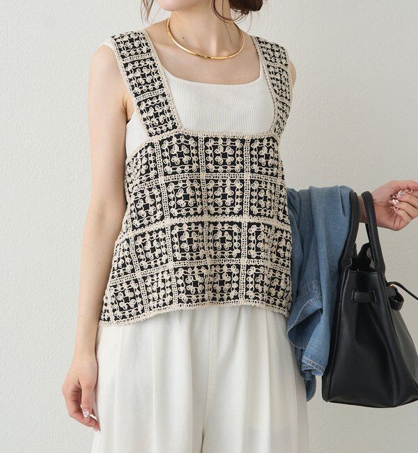  「【リバイバル/新色追加】クロシェ編み風ビスチェ」|ニット・セーター|