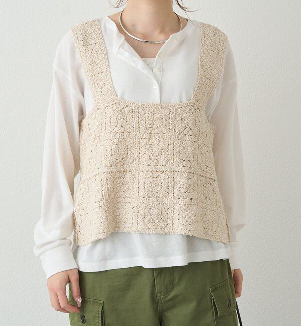  「【リバイバル/新色追加】クロシェ編み風ビスチェ」|ニット・セーター|ナチュラル