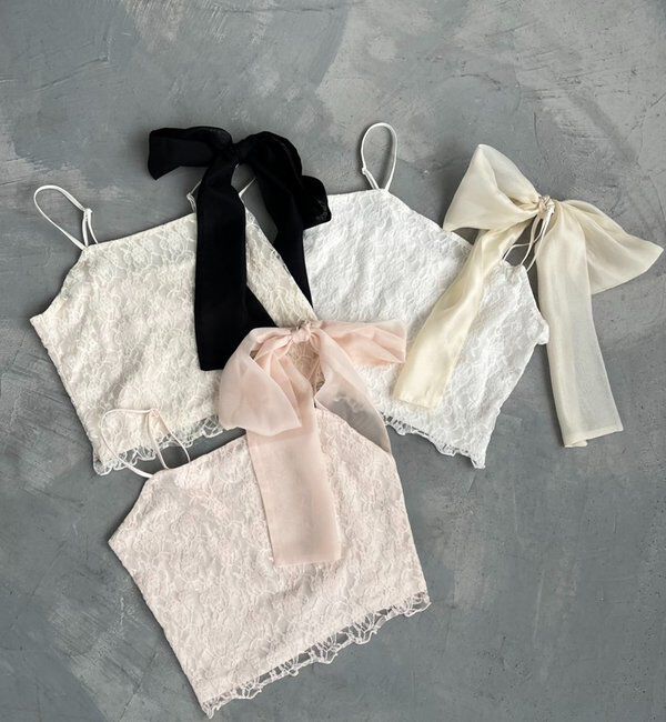  「肩リボンレースキャミ／リボン取り外し可」|プルオーバー|