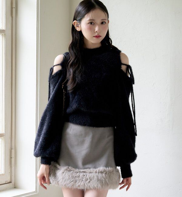  「2way肩あきシャギーニット」|ニット・セーター|