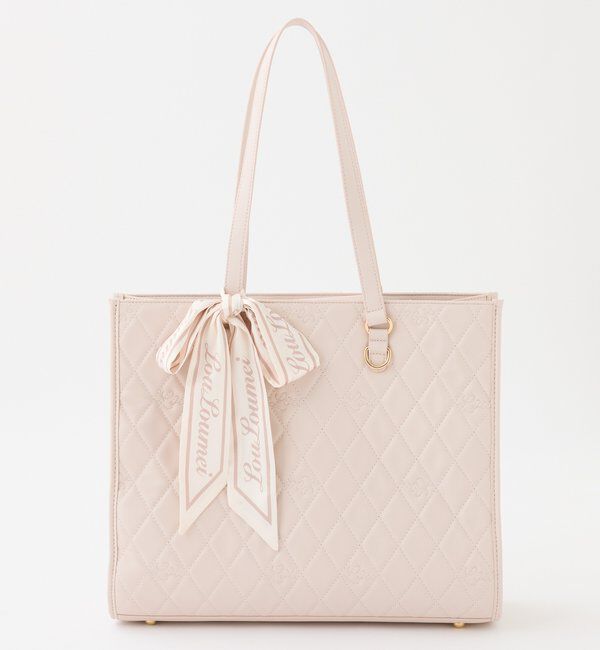  「【LouLoumei】スカーフ付きキルティングキャリーオントート/自立可能」|その他|ピンク系その他