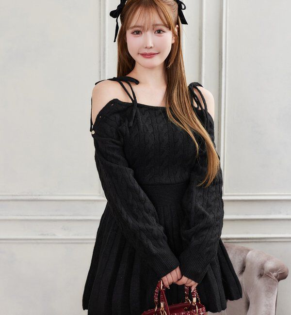  「ケーブルニットミニワンピ」|ワンピース|