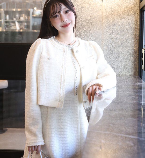  「ビジューリボンミニワンピ」|ワンピース|