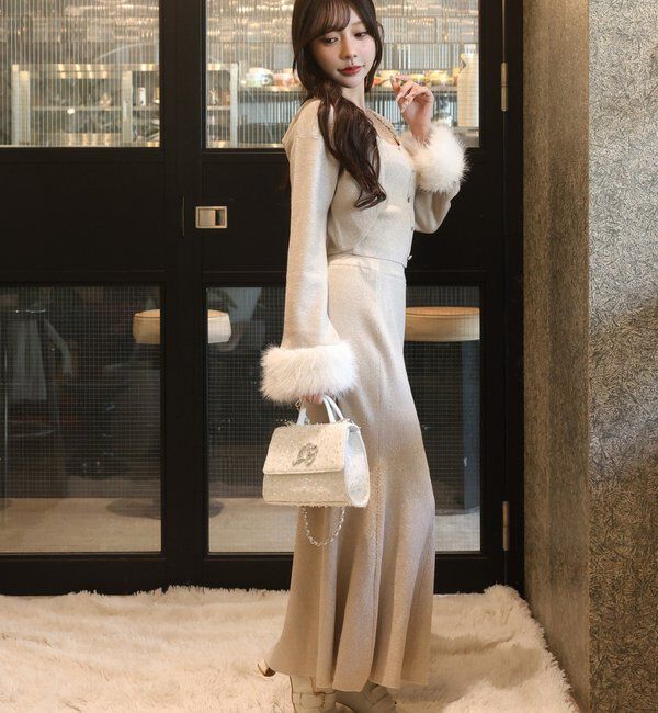  「袖ファーボレロ+キラキラビスチェSET」|ニット・セーター|