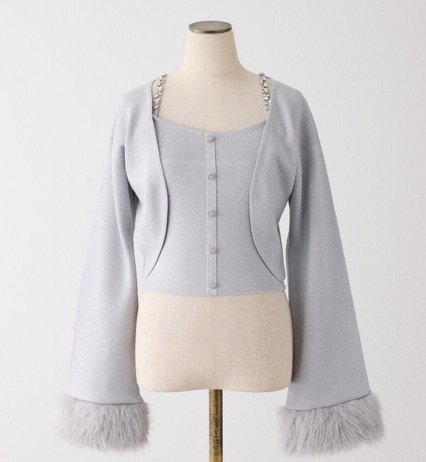 「袖ファーボレロ+キラキラビスチェSET」|ニット・セーター|