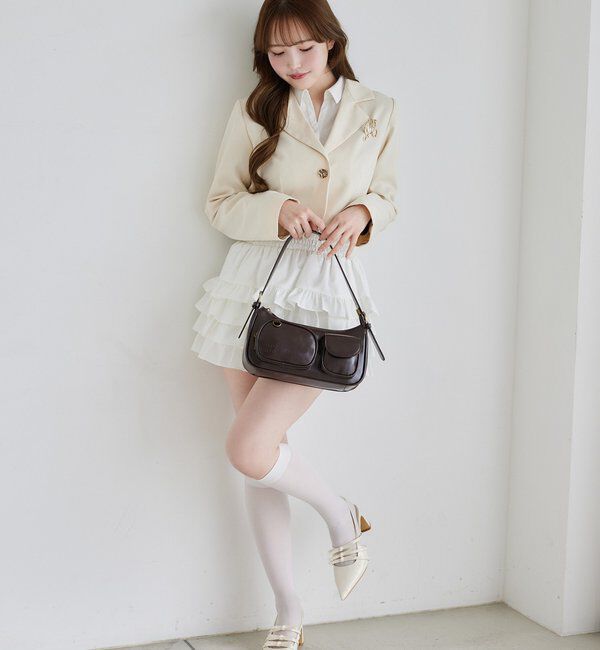  「ブローチ付きショートテーラージャケット/WEB限定リバイバル」|テーラードジャケット|