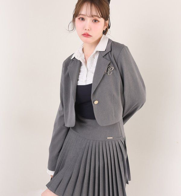  「ブローチ付きショートテーラージャケット/WEB限定リバイバル」|テーラードジャケット|