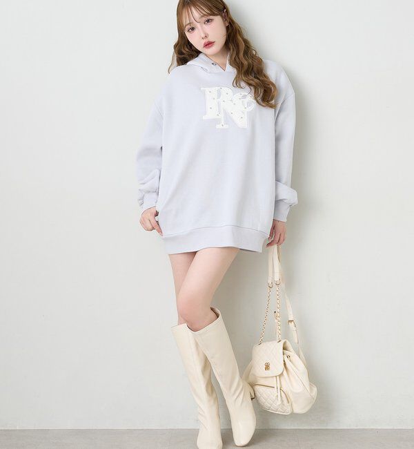  「キルティングロゴゆるパーカー」|プルオーバー|