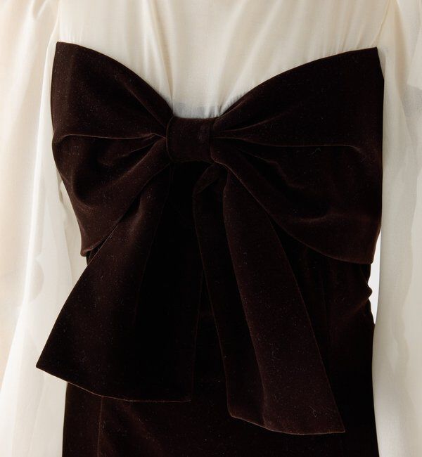  「ベロアリボン異素材ロングワンピース」|ワンピース|