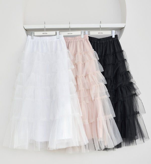  「段々チュールロングスカート」|スカート|