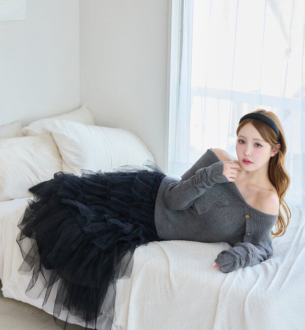  「段々チュールロングスカート」|スカート|