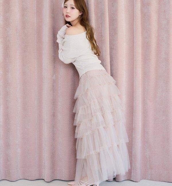 「段々チュールロングスカート」|スカート|