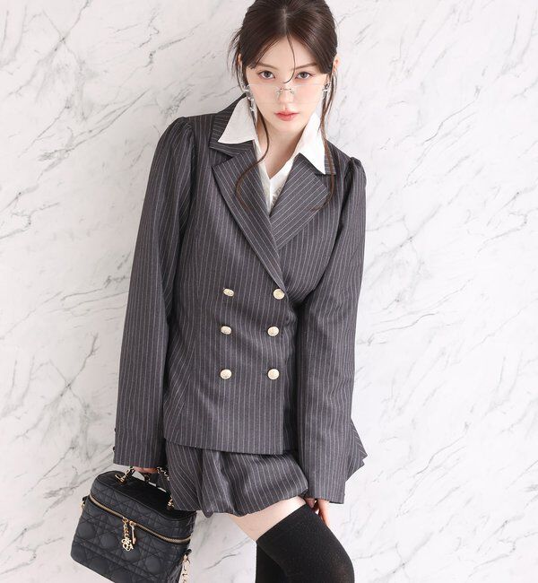  「後ろレースアップテーラードジャケット/SM展開」|ダウンベスト・ベスト|