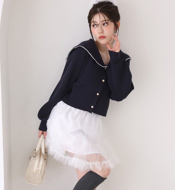  「チュールティアードミ二スカート」|スカート|