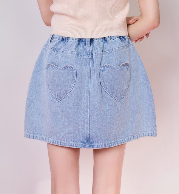  「ハートポケットミニスカート」|スカート|ブルー