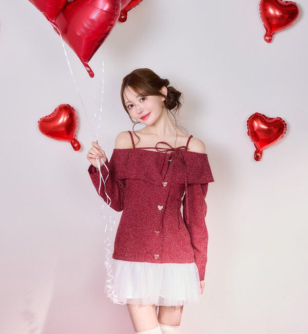  「ハートボタン切替ミニワンピース」|ワンピース|