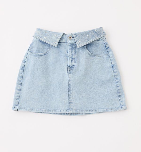  「ウェスト折り返しデニムミニスカート」|スカート|