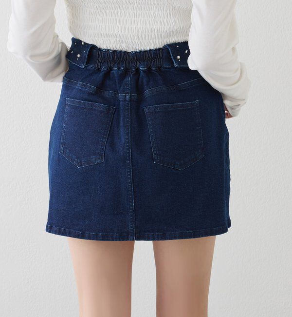  「ウェスト折り返しデニムミニスカート」|スカート|