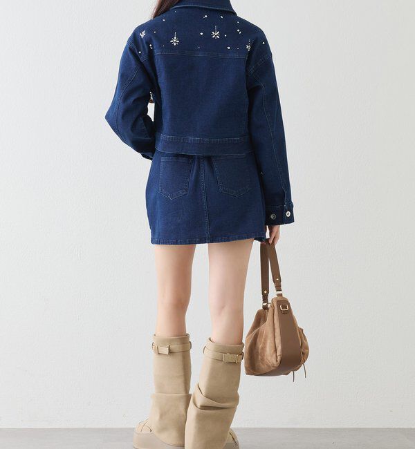  「ウェスト折り返しデニムミニスカート」|スカート|