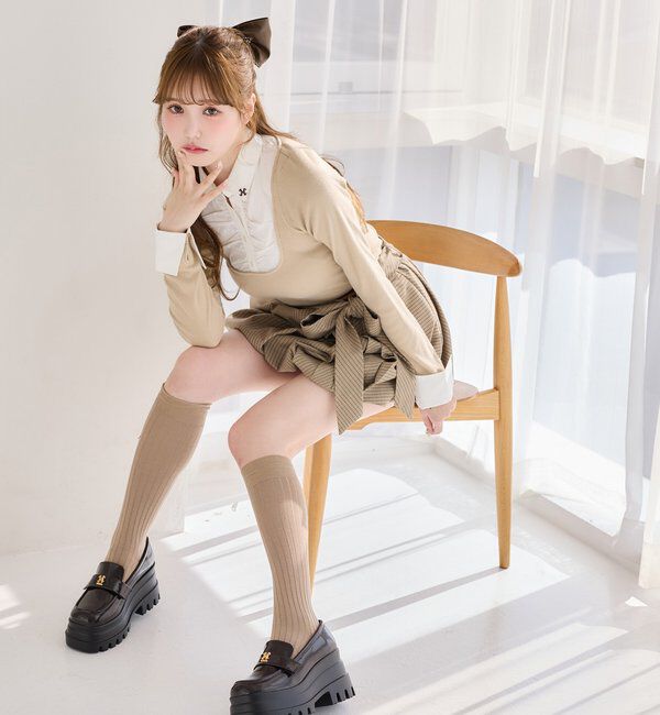  「ロゴ刺繍レイヤードトップス」|プルオーバー|