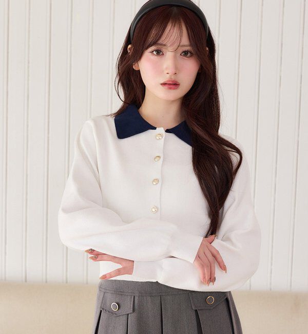  「配色襟付きニット」|ニット・セーター|